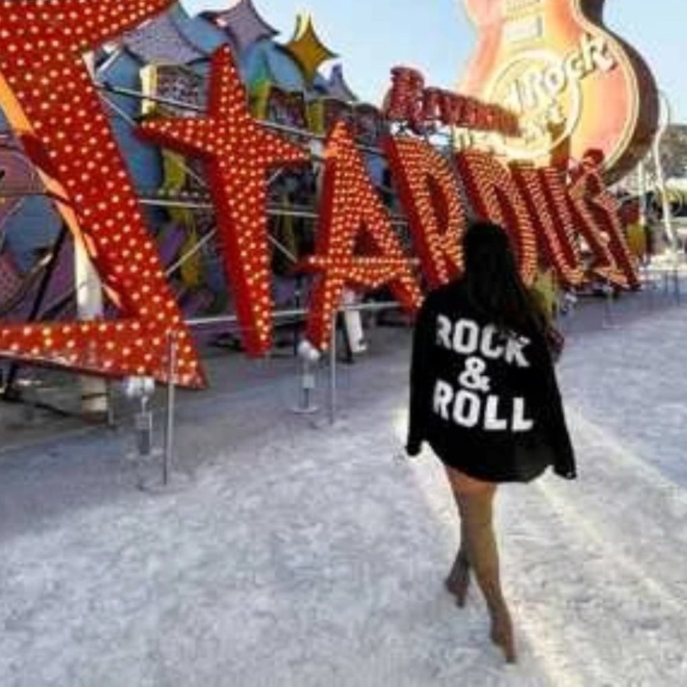 BLACK DENIM JACKET ROCK & ROLL - Picture 2 of 16